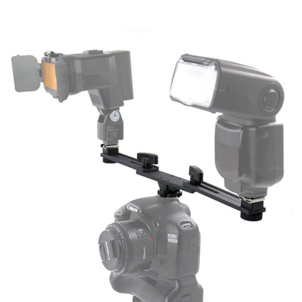 E019 Dual Hot Shoe Extension Bar Mount LED Fill Light / Flash Bracket Camera Accessories E019 Dual Hot Shoe Extension Bar Mount LED Fill Light / Flash Bracket Camera Accessories